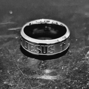 Men's Jesus ring: silver on silver