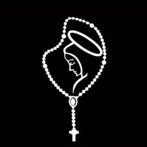 Rosary sticker - white