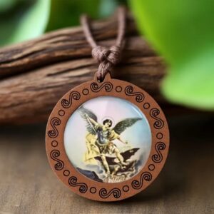 St. Michael pendant - wooden