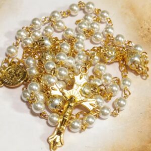 Divine Radiance Rosary - gold and white