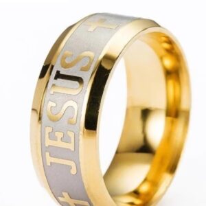 Men's Jesus ring (gold and silver tone)
