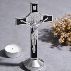 Desktop Crucifix- silver and black