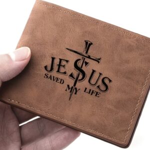 Men's wallet - Jesus Saved My Life (brown)