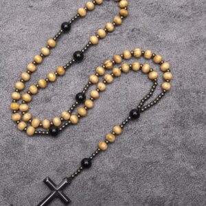 Tan rosary with black beads
