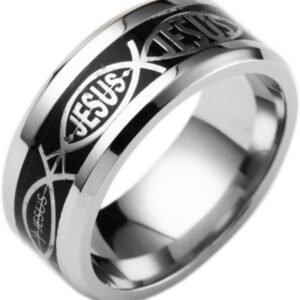 Men's Fisher of Men ring: silver and black