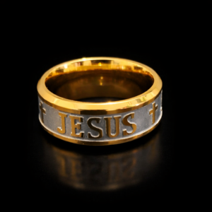 Men's Jesus ring: silver and gold