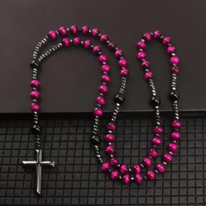Magenta tiger-eye rosary