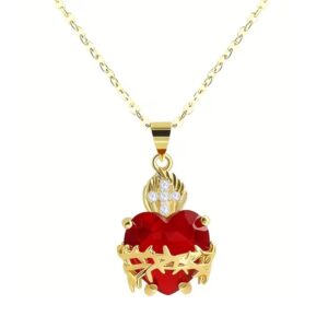 Sacred Heart pendant with gold-plated necklace