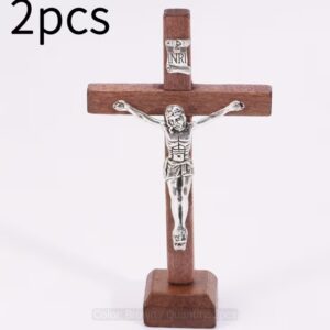 Wooden car crucifix - warm brown