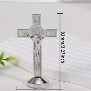 Desktop Crucifix- silver and green
