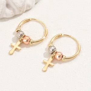 Hoop earrings with hanging cross
