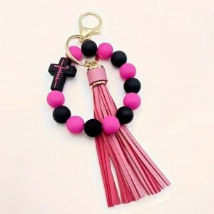 Rosary Keychain - pink with tassel