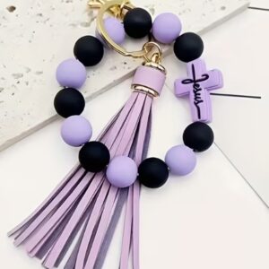 Rosary keychain - purple with tassel
